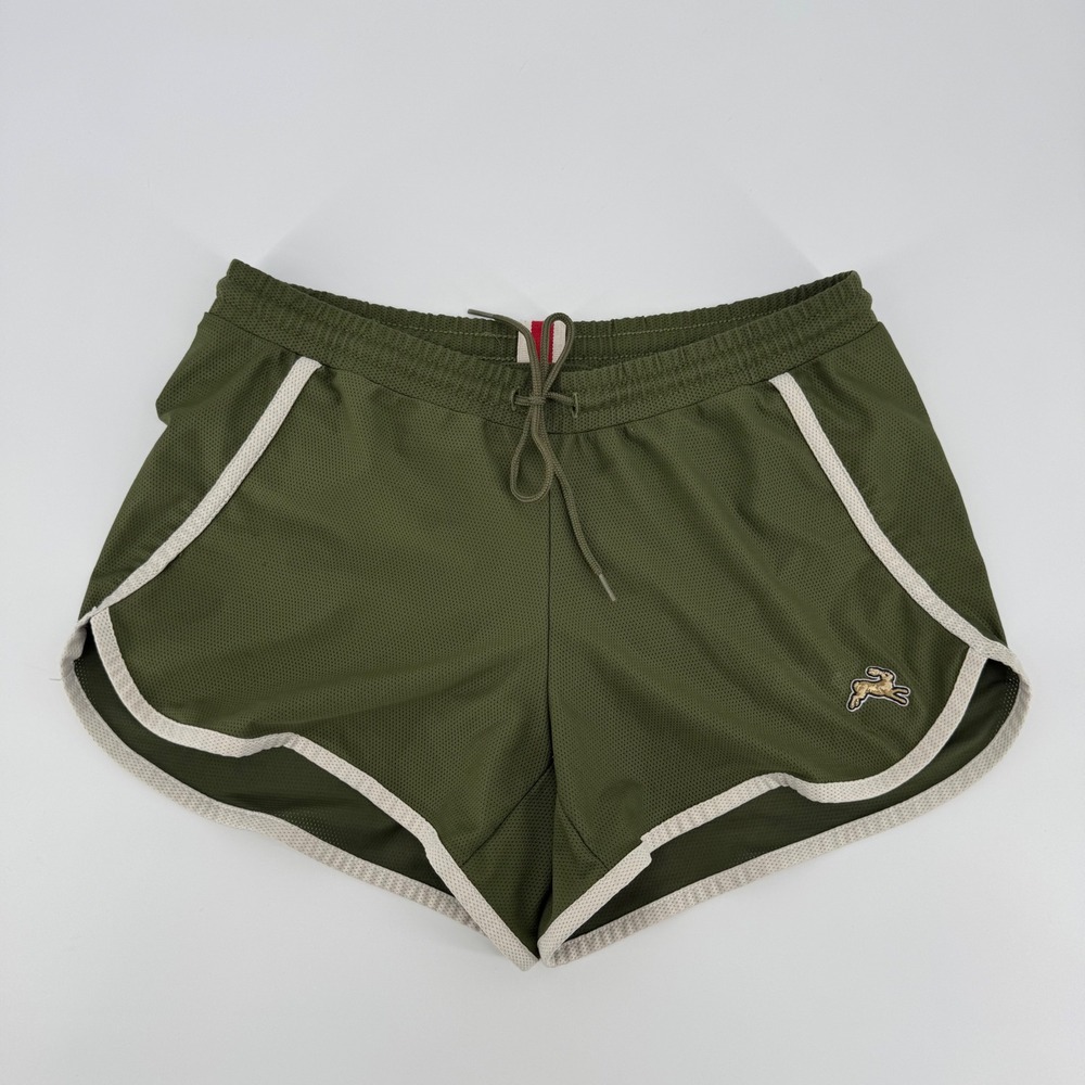 Tracksmith Van Cortlandt Running Shorts Womens XS Olive Green Mesh Athletic